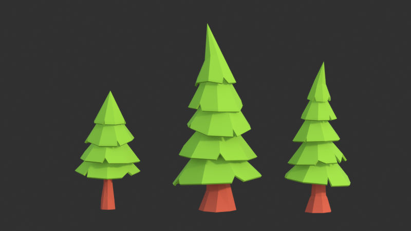Final render of low poly tree