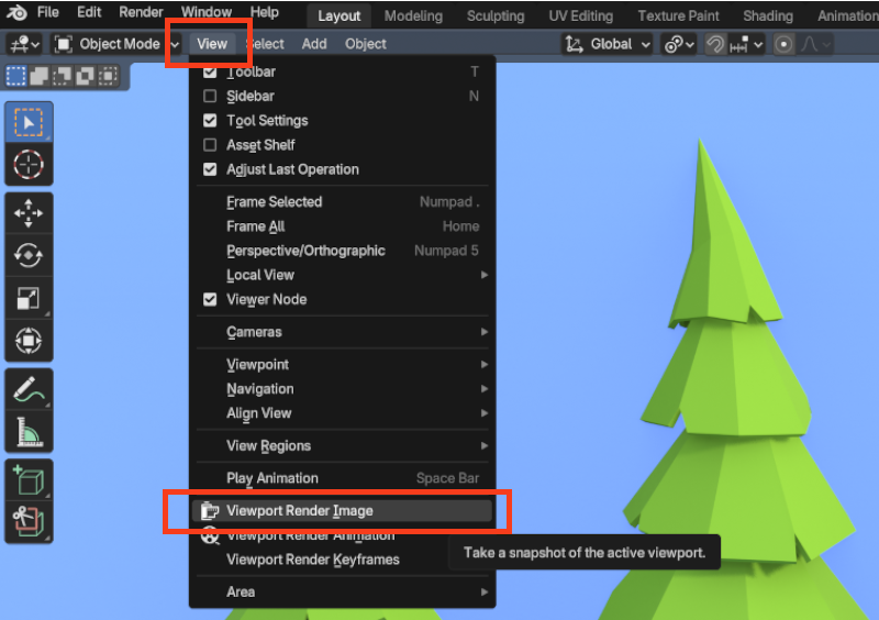quick viewport render in Blender